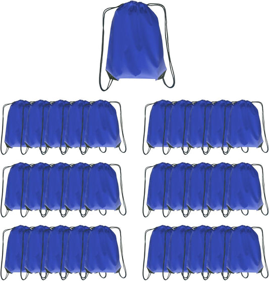 Drawstring Backpack Bulk 30 packs Draw String Backpack Bags DIY Gym Sports trip Traveling Yoga ride Pedestrianism Cinch Bag Sackpack Drawstring (royal blue)