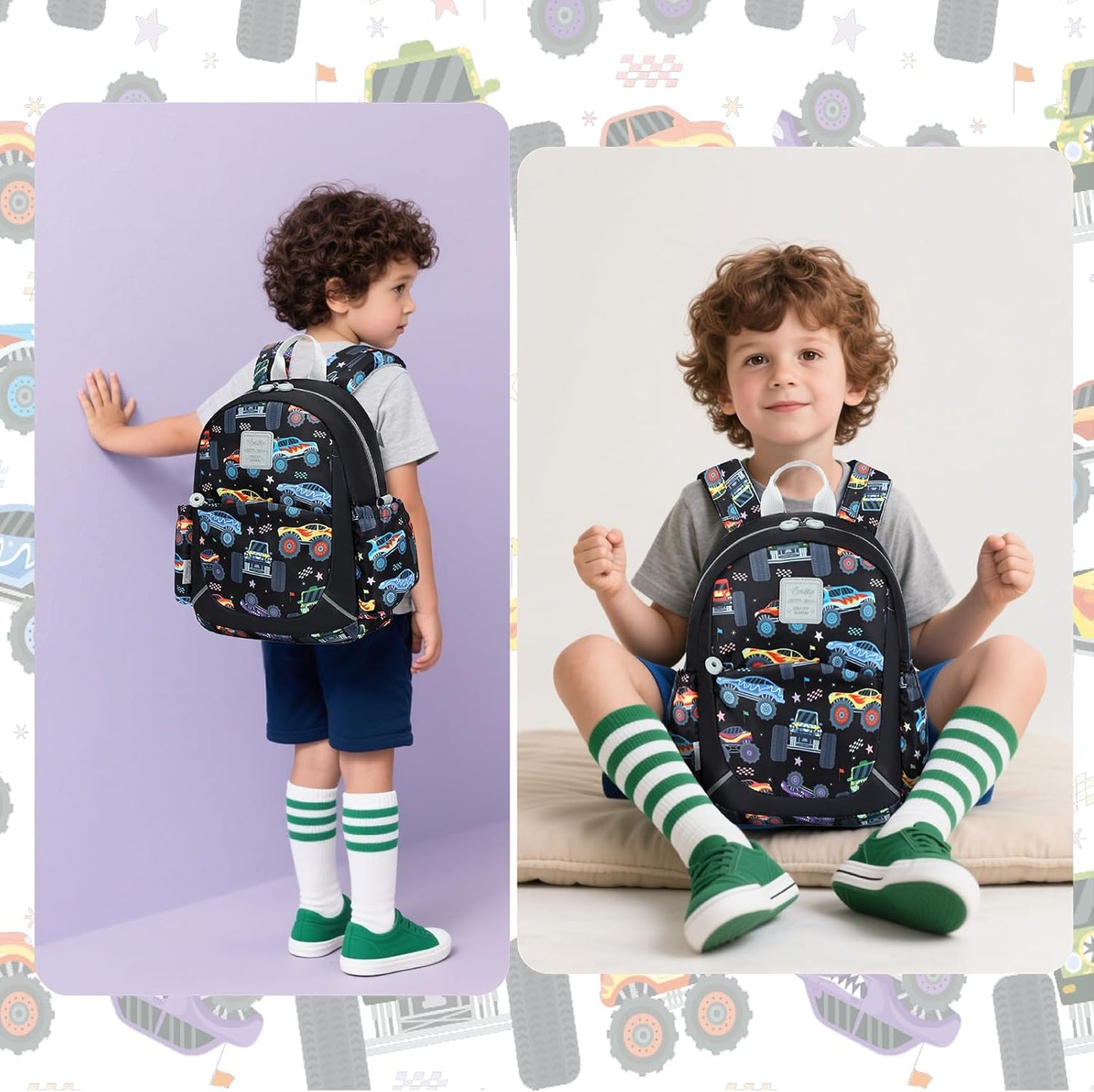 CAMTOP Toddler Backpack for Boys Girls 2-4, Kids Backpacks for Kindergarten Preschool, 12" H Small Bookbag for Daycare Travel (Black)