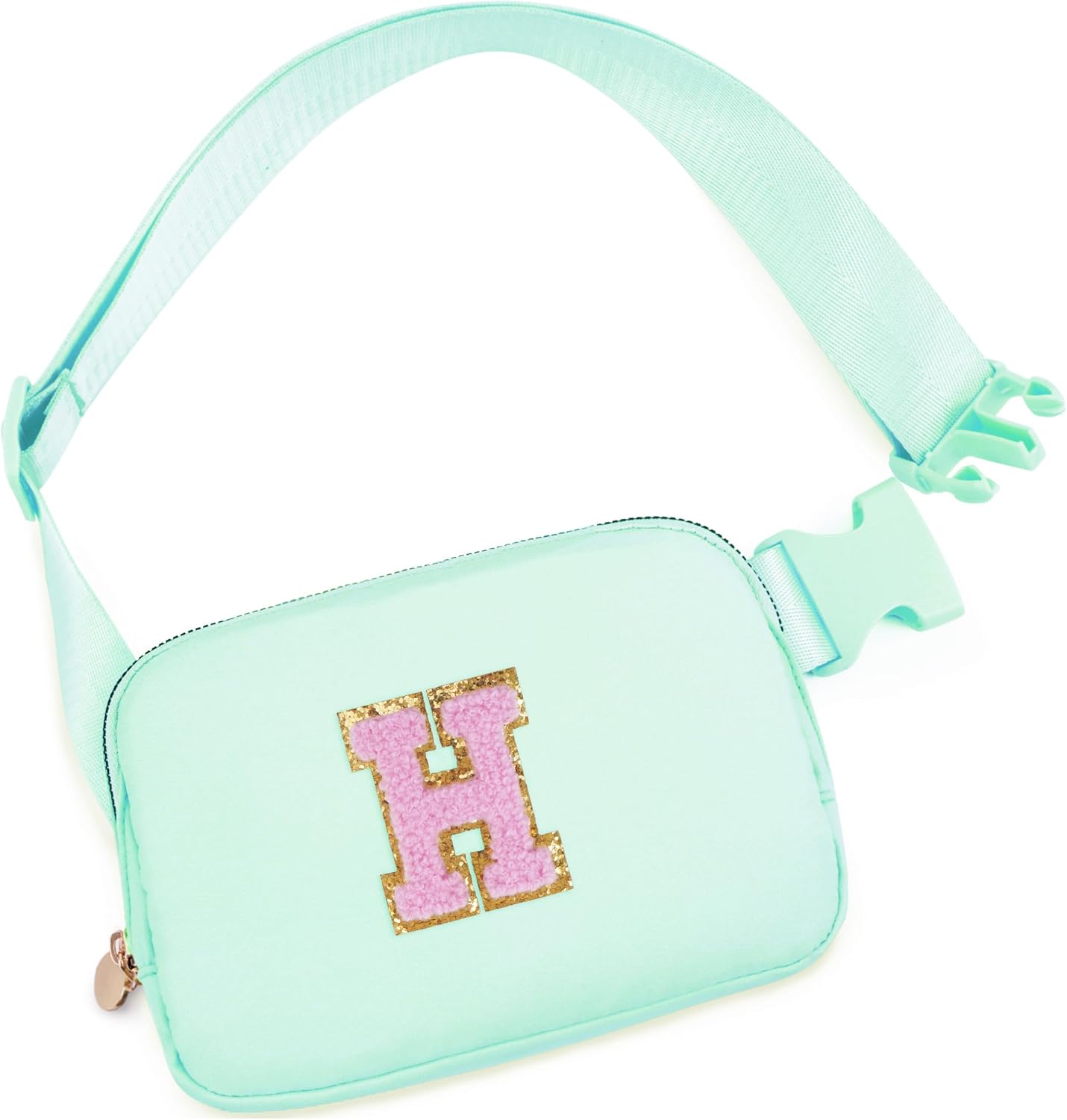 Belt Bag Fanny Pack Crossbody Bags with Initials Letter Patch Cute Stuff Birthday Gifts for Teenager Girls Trendy Stuff for Teens | Light Green,H