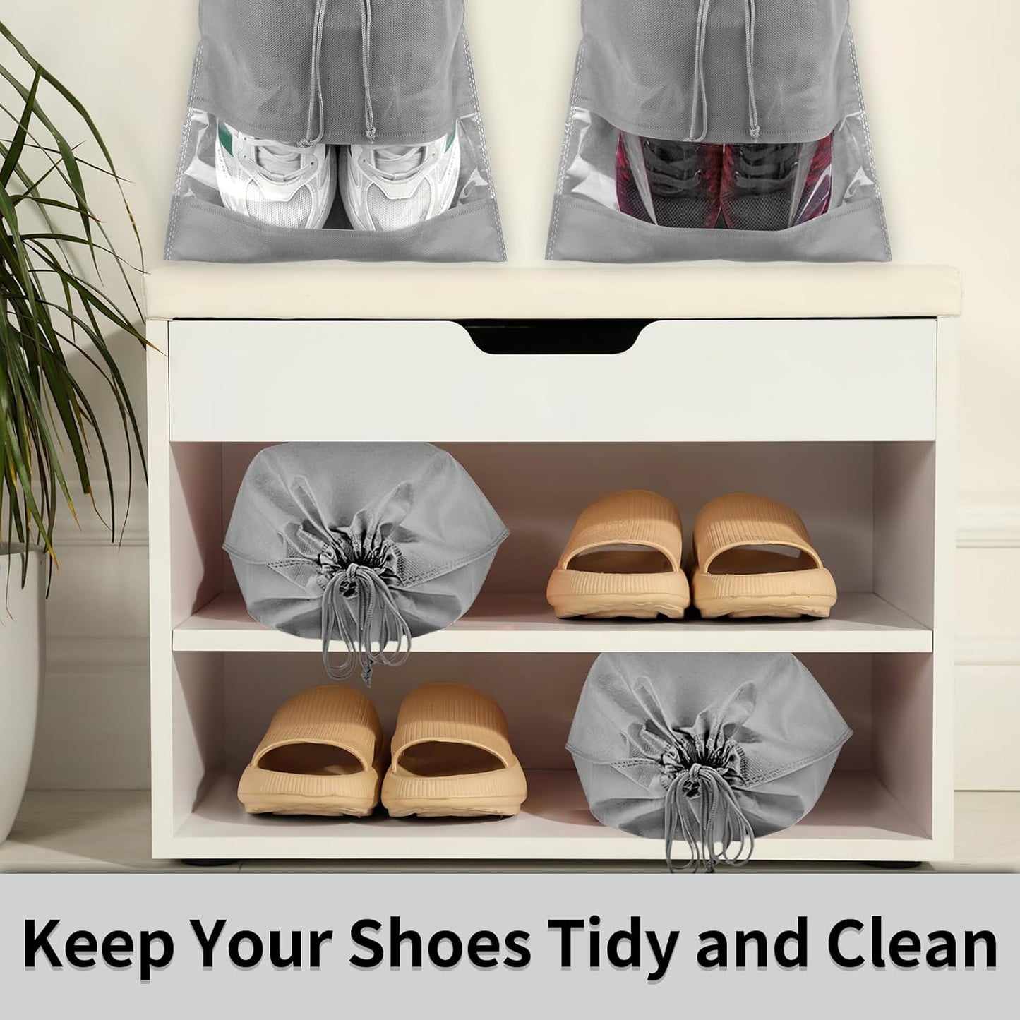 12 Pack Large Shoe Bags for Packing with Clear Window, Dustproof Drawstring Travel Shoe Storage