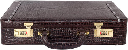Full Grain Leather Briefcase Attache Case For Unisex Size L18 x W5 x H12 Inches Expandable Briefcase Bag