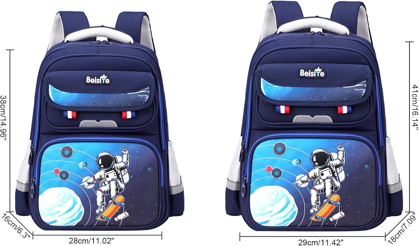 JiaYou Unisex Child Backpack Multi Layer Primary School Daypack with Detachable waist belt(Dark