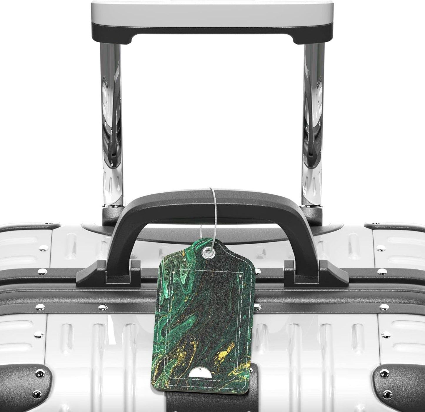 Luggage Tags for Suitcase, 2 Pack PU Leather Travel Cruise Luggage Tag with Privacy Flap, Name ID Label and Metal Loop for Women Suitcase Baggage Bag Backpack Instrument, Teal River Marble