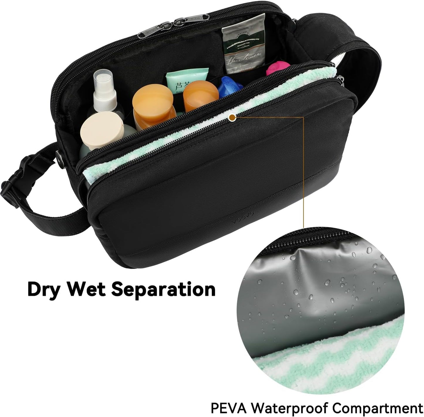 Voova Travel Toiletry Bag for Men Women, Hanging Dopp Kit Water Resistant Shaving Bag for