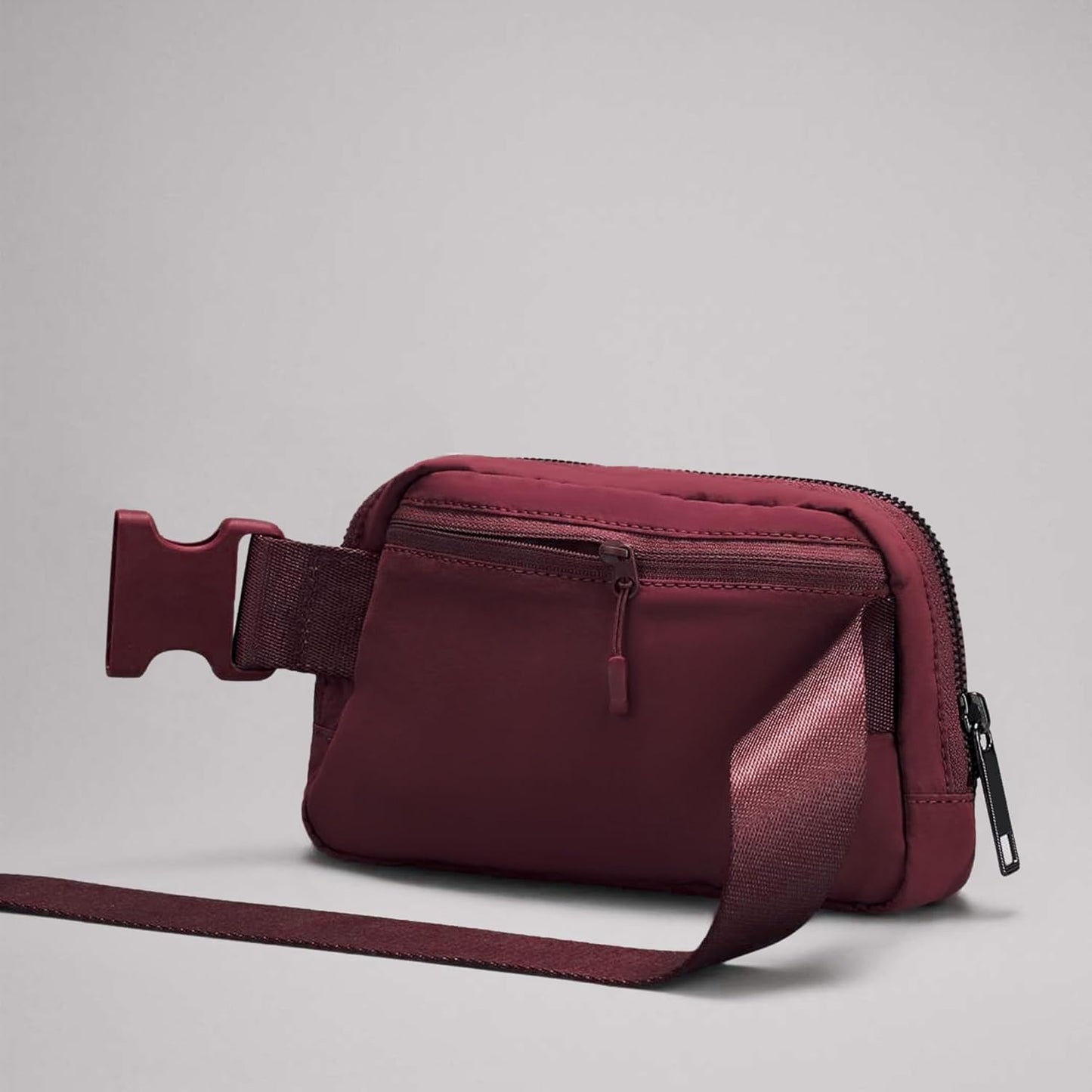 Waist Belt Bag for Women Lulu Dupes Mini Small Crossbody Purse Sling Bag Cute Fashion Waterproof Fanny Pack Over The Shoulder Bags Fashionable Travel Running Belt Pouch Bum Bag Red Merlot