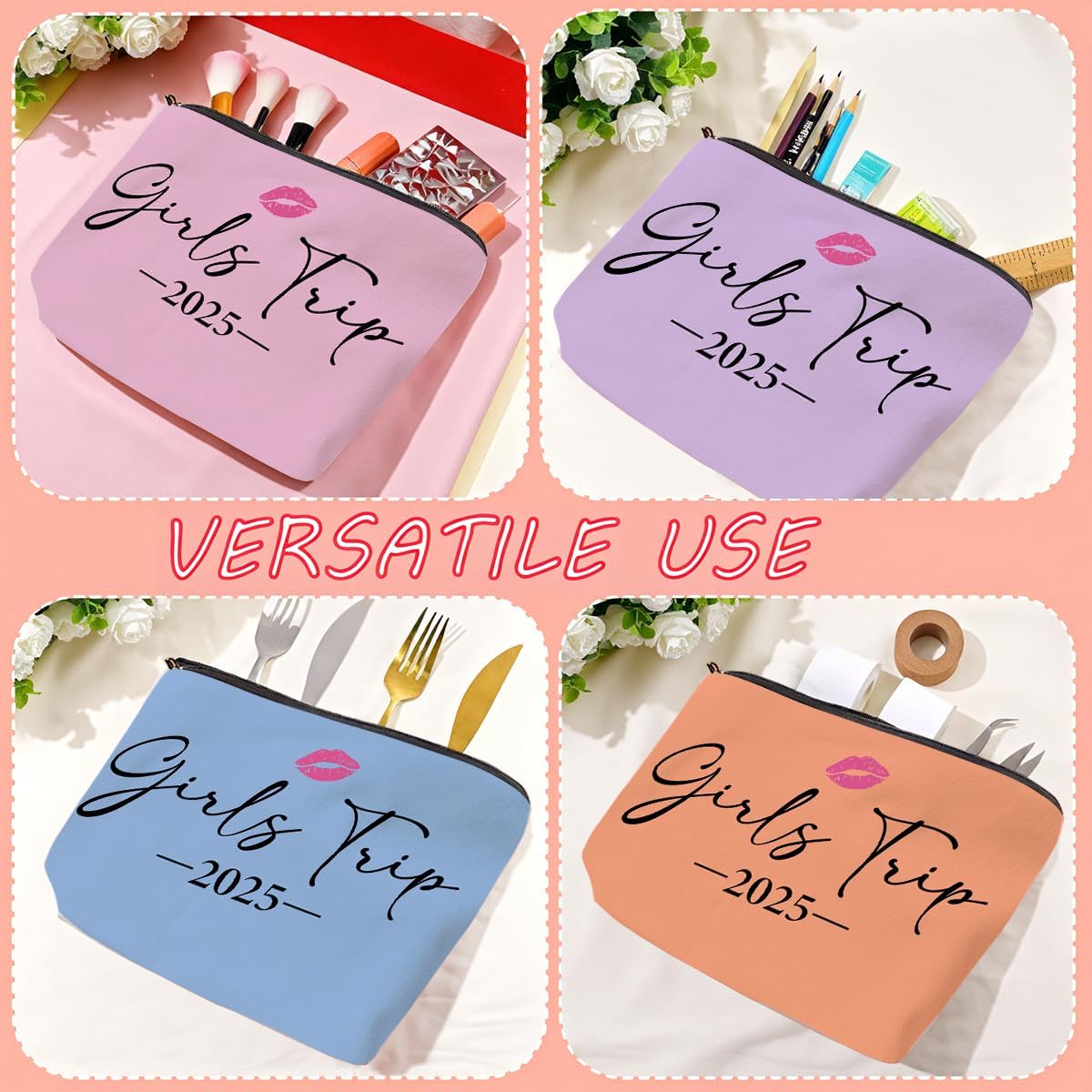 4 PCS Girls Trip Gifts girls trip gifts favors Girls Trip Makeup Bag Girls Girls Weekend Gifts
