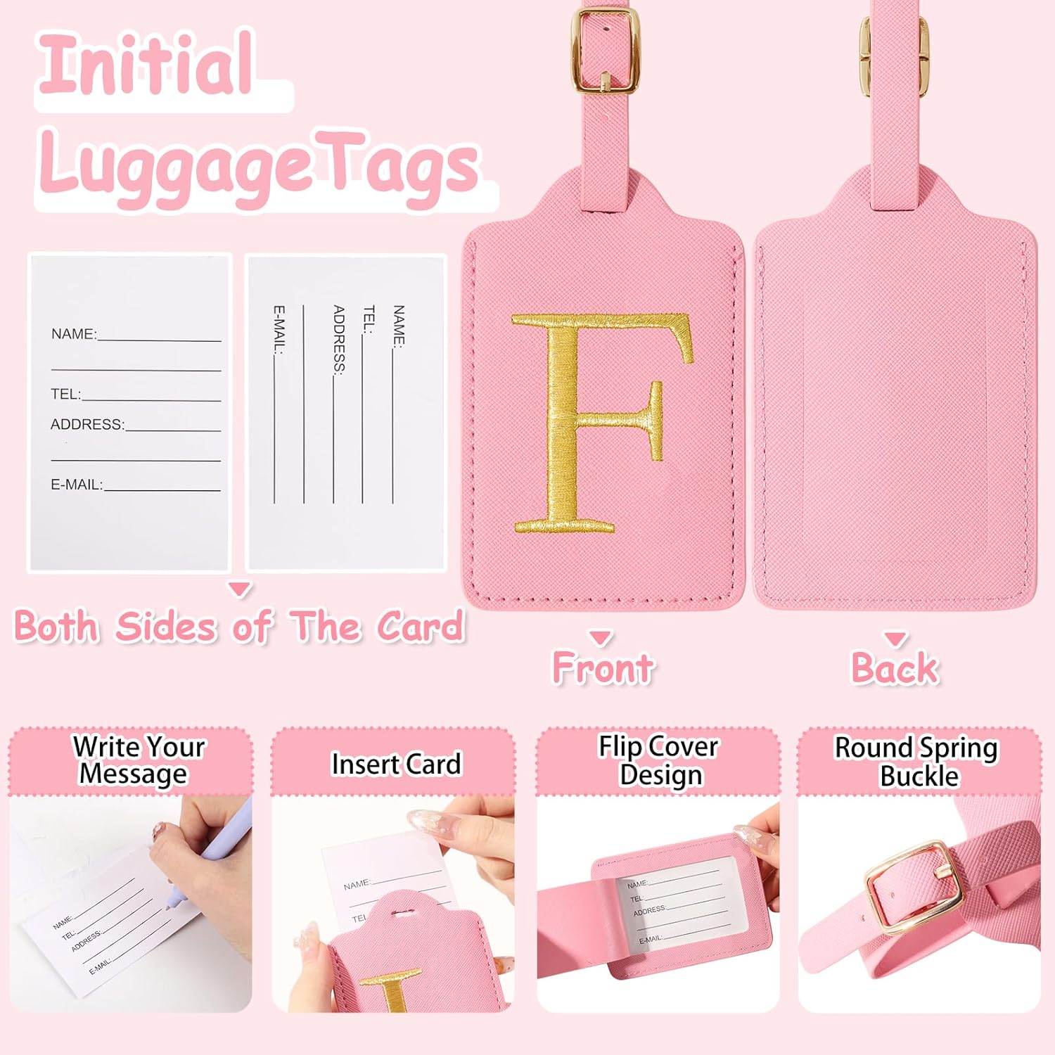 Initial Letter Luggage Tags for Suitcases, Embroidered Monogrammed Suitcase Luggage Identifier Name