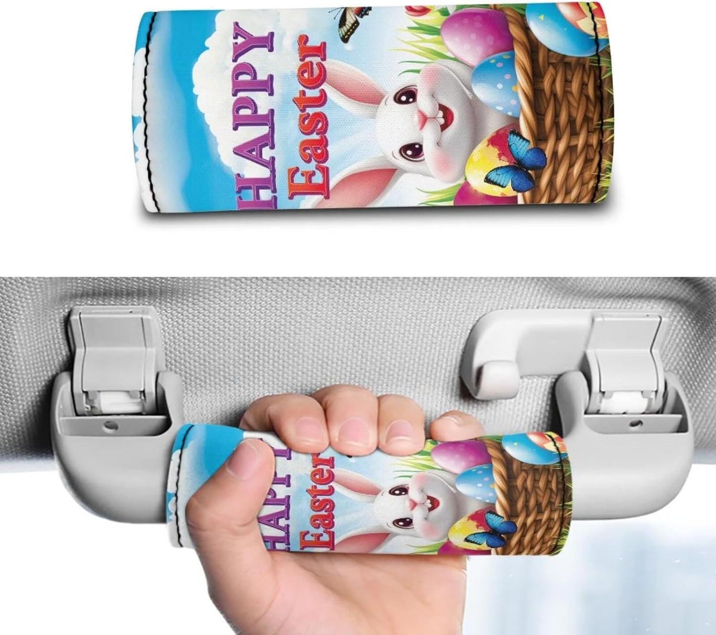 Easter Luggage Identifiers for Suitcases Bunny Set of 2 Pcs Luggage Handle Wraps Cute Suitcase Protective Cover Non-Slip Luggage ID Tags Door Handle Protection