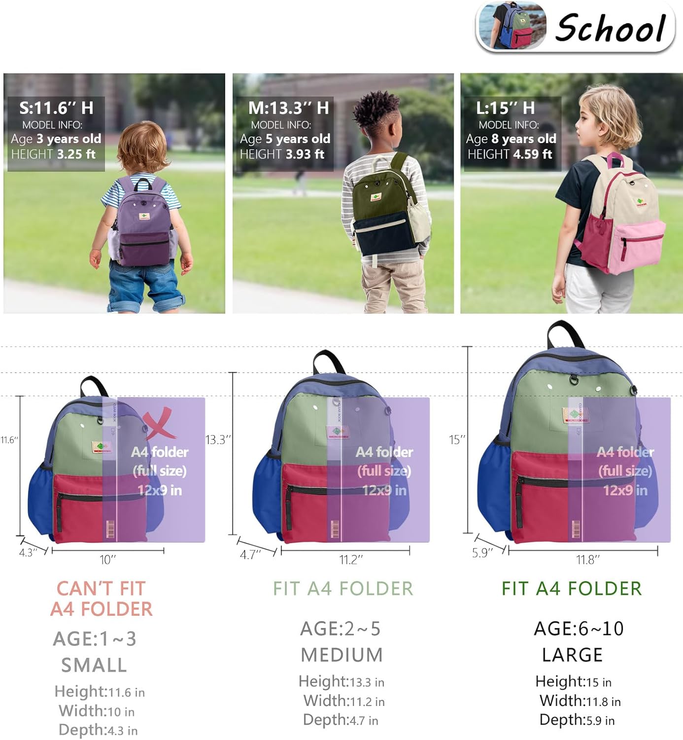 Kids Backpack for Boys Girls: Girls Backpack 6-10 - Kindergarten Elementary School Bookbag for Boy Girl