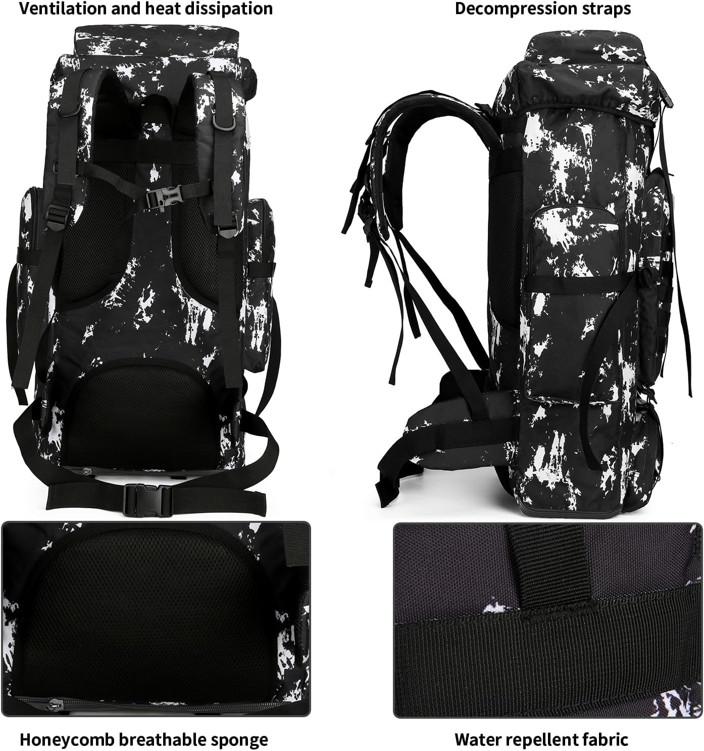 Hiking Backpack for Men 70L/100L Camping Backpack Military Rucksack Molle 3 Days Assault Pack for
