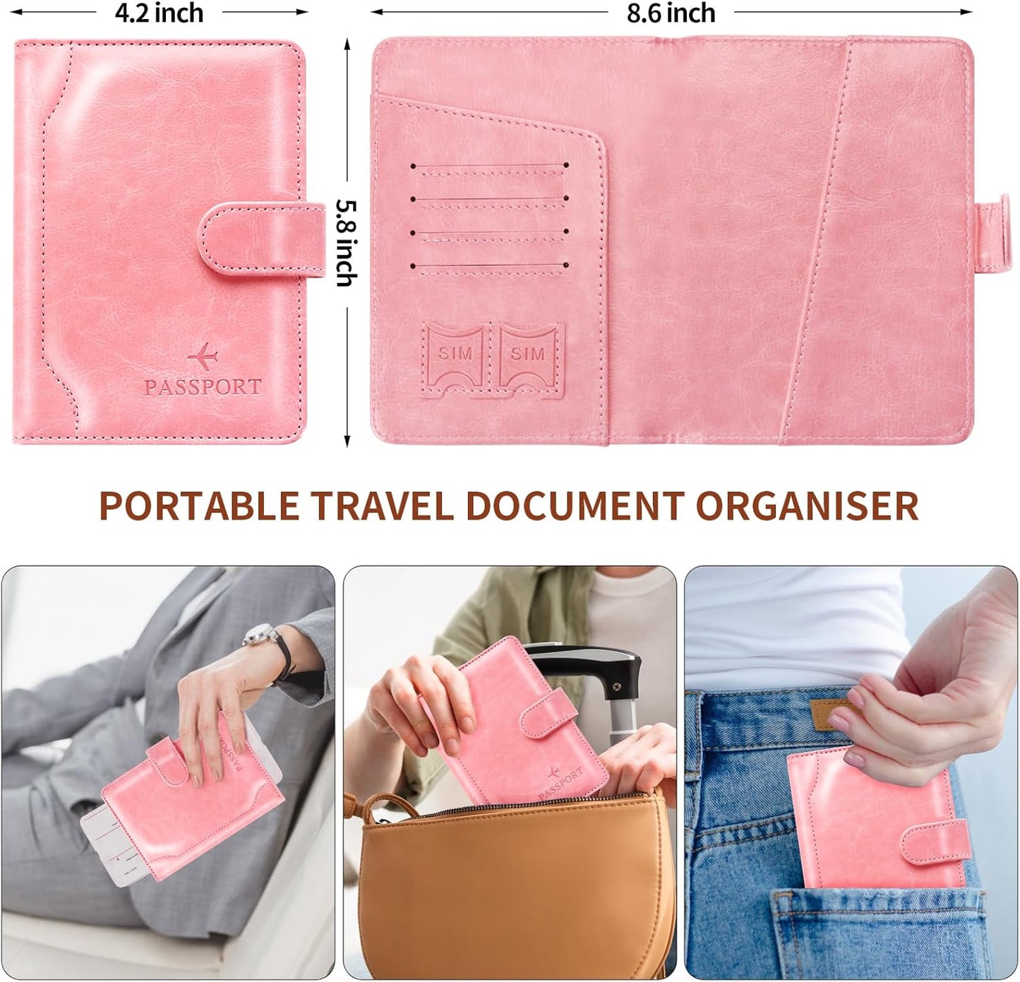 Herain Passport Holder for Travel Cruise Essentials, Passport Cover Wallet Case Women Men Family, RFID Passports Book Holders Travels Gifts Must Haves Accessories
