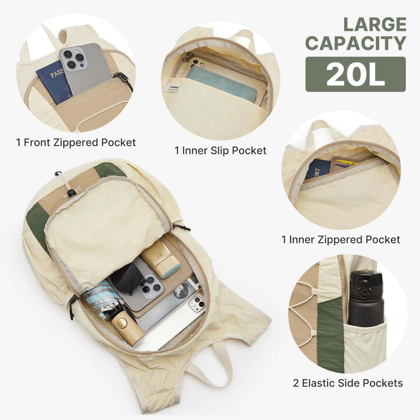 G4Free 20L Lightweight Packable Hiking Backpack for Women Men