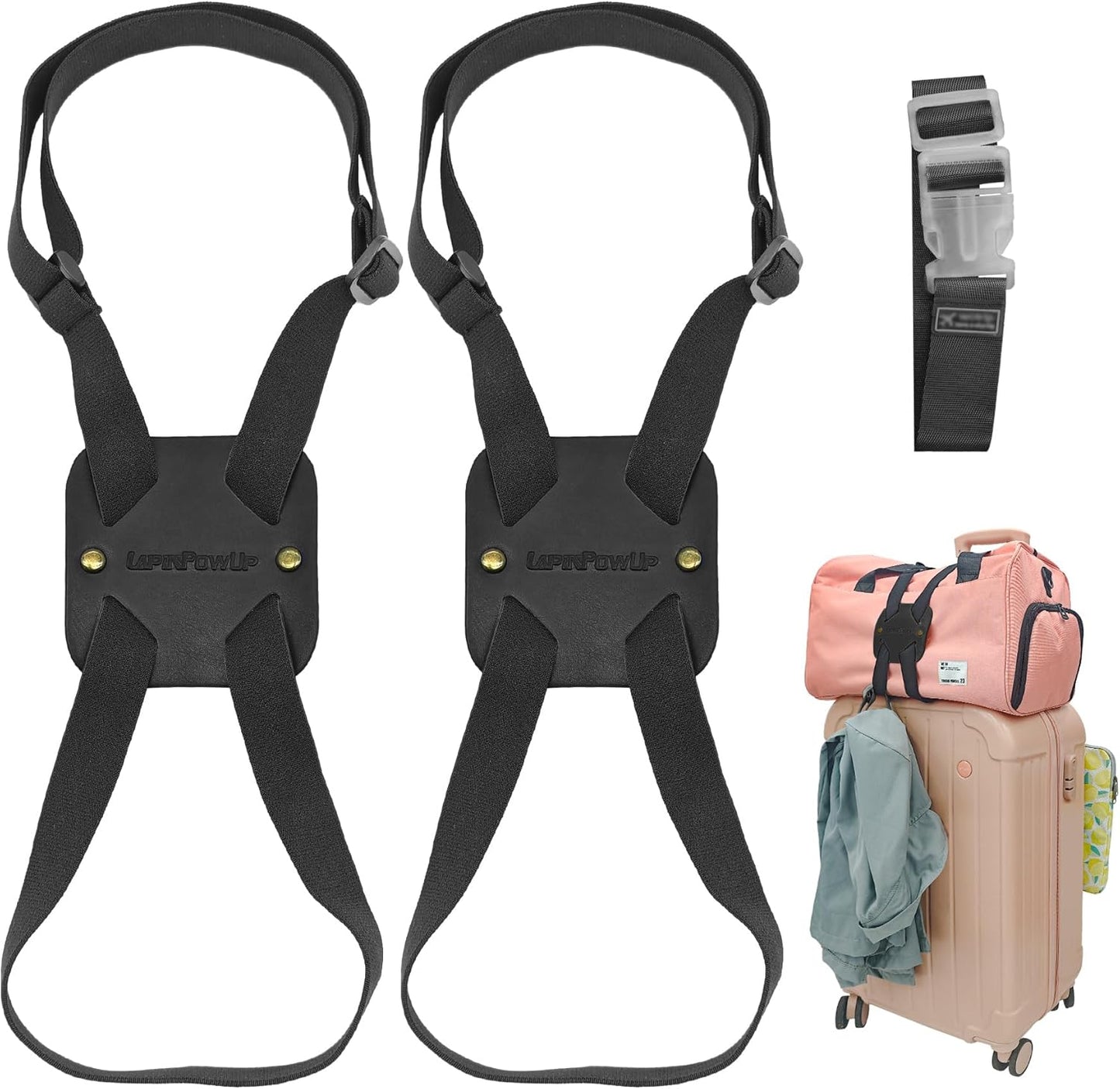 Luggage Straps Bag Bungees, Adjustable TSA-Approved – High Elastic Suitcase Belt for Securing Carry-On (2 Pack Black)