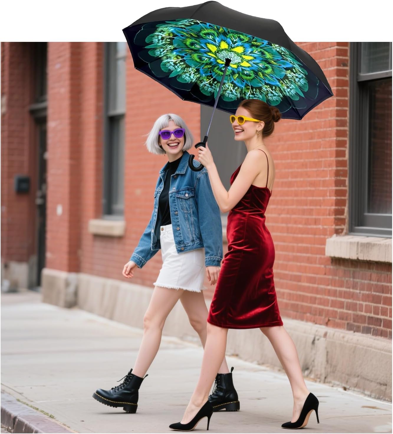 SIEPASA 49/56 Inch Inverted Reverse Upside Down Umbrella, Extra Large Double Canopy Vented Windproof Waterproof Stick Golf Umbrellas with C-shape Handle.