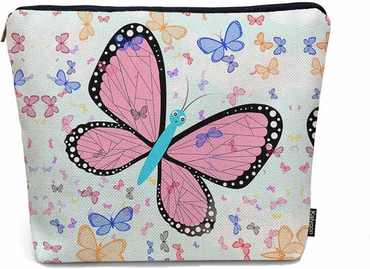 Makeup Bag For Purse Butterfly, Colorful Butterflies Garden Butterfly Cosmetic Bags For Women With Zipper Travel Toiletry Pouch Makeup Bags Makeup Organizers Purse For Toiletries Cosmetics