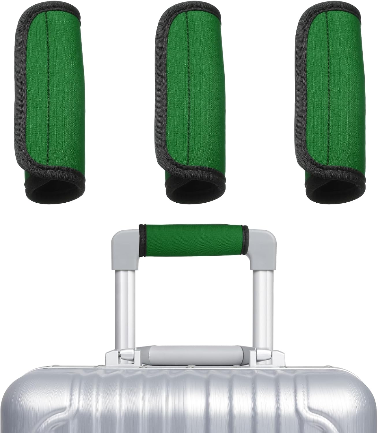 uxcell 3 Pcs Luggage Handle Wrap for Suitcase, Neoprene Handbag Grip Cover Protector Luggage Identifiers Suitcase Handle Wraps for Luggage Shopping Bag Travel Bags, Green