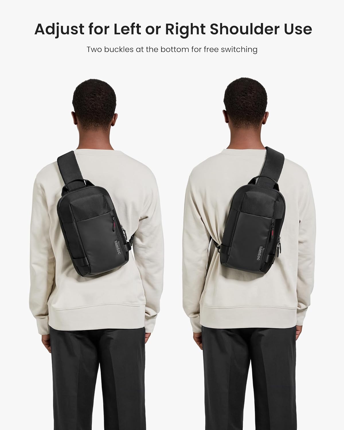 tomtoc 5L Compact Sling Backpack for Men Women, Lightweight Crossbody Shoulder Bag for 11 inch iPad Pro M5/M4, iPad Air M3/M2, 11" iPad A16, Nintendo Switch 2/Rog Xbox Ally X, EDC Daypack - XS Size