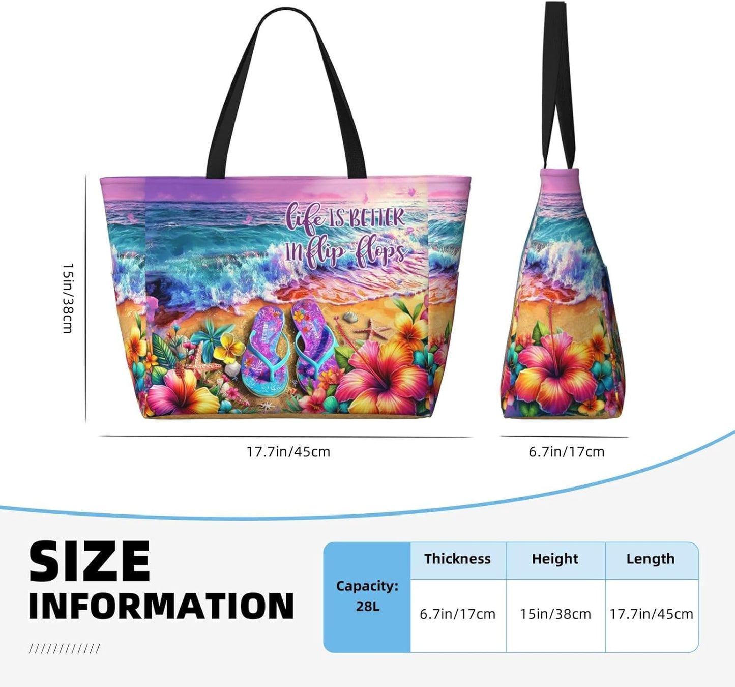 Large Beach Tote Bag Beach Bag Waterproof Sandproof Lightweight Women Tote