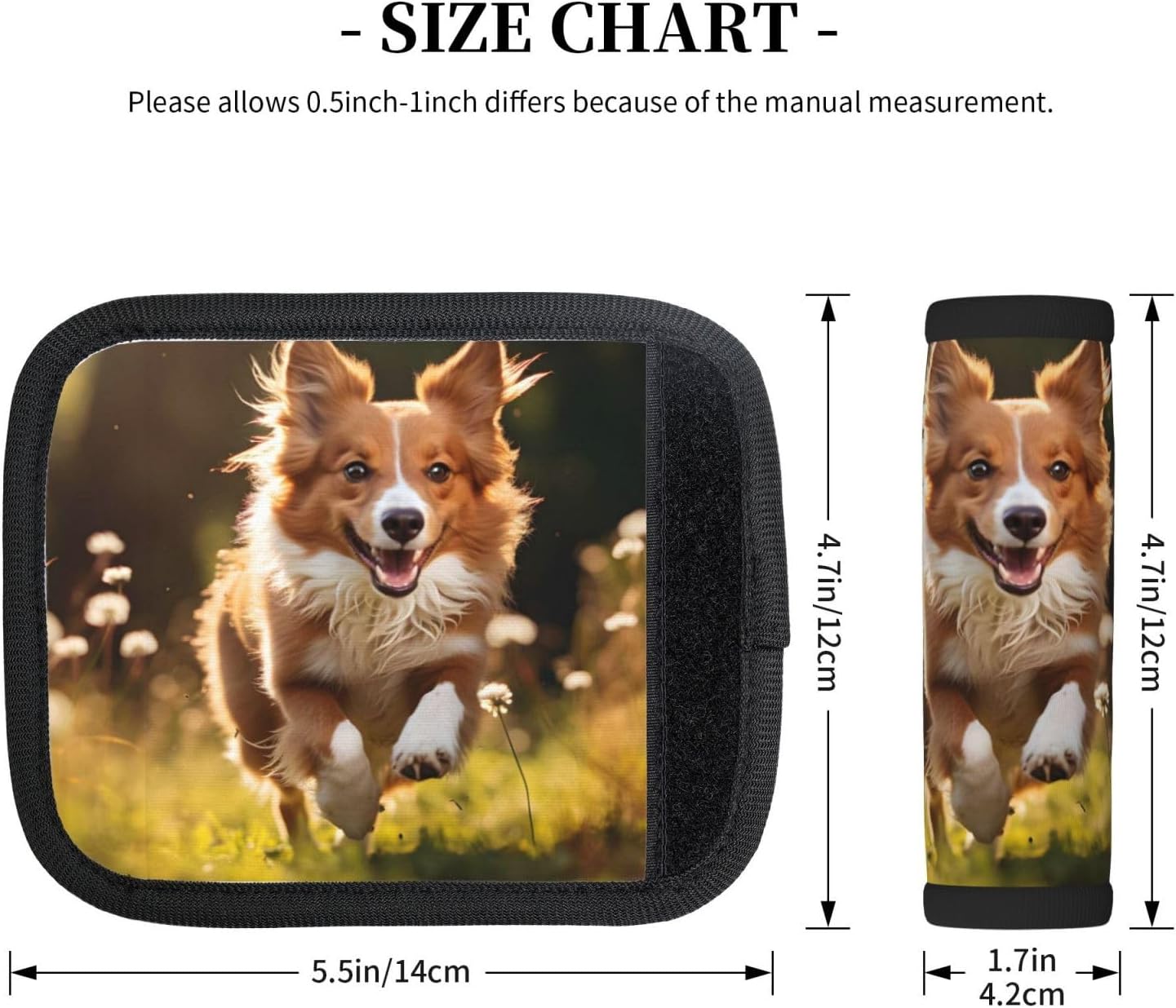 Luggage Handle Wraps Cute Running Dog Floral Luggage Identifiers Soft Neoprene Luggage Handle Wraps For Suitcase Trolley Handle Grip Cover 2 Pack Luggage Tags