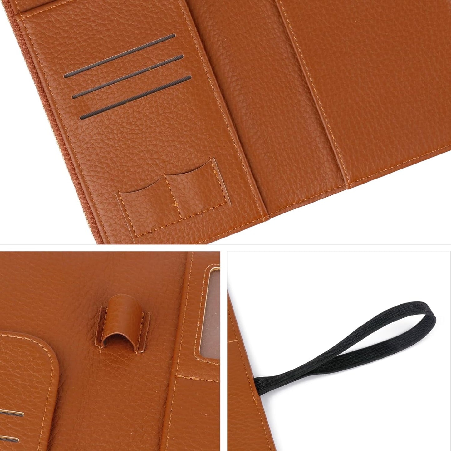 Real Leather Wallet RFID Blocking Passport Holder with Zipper Pocket Travel Organizer Pink (Brown)