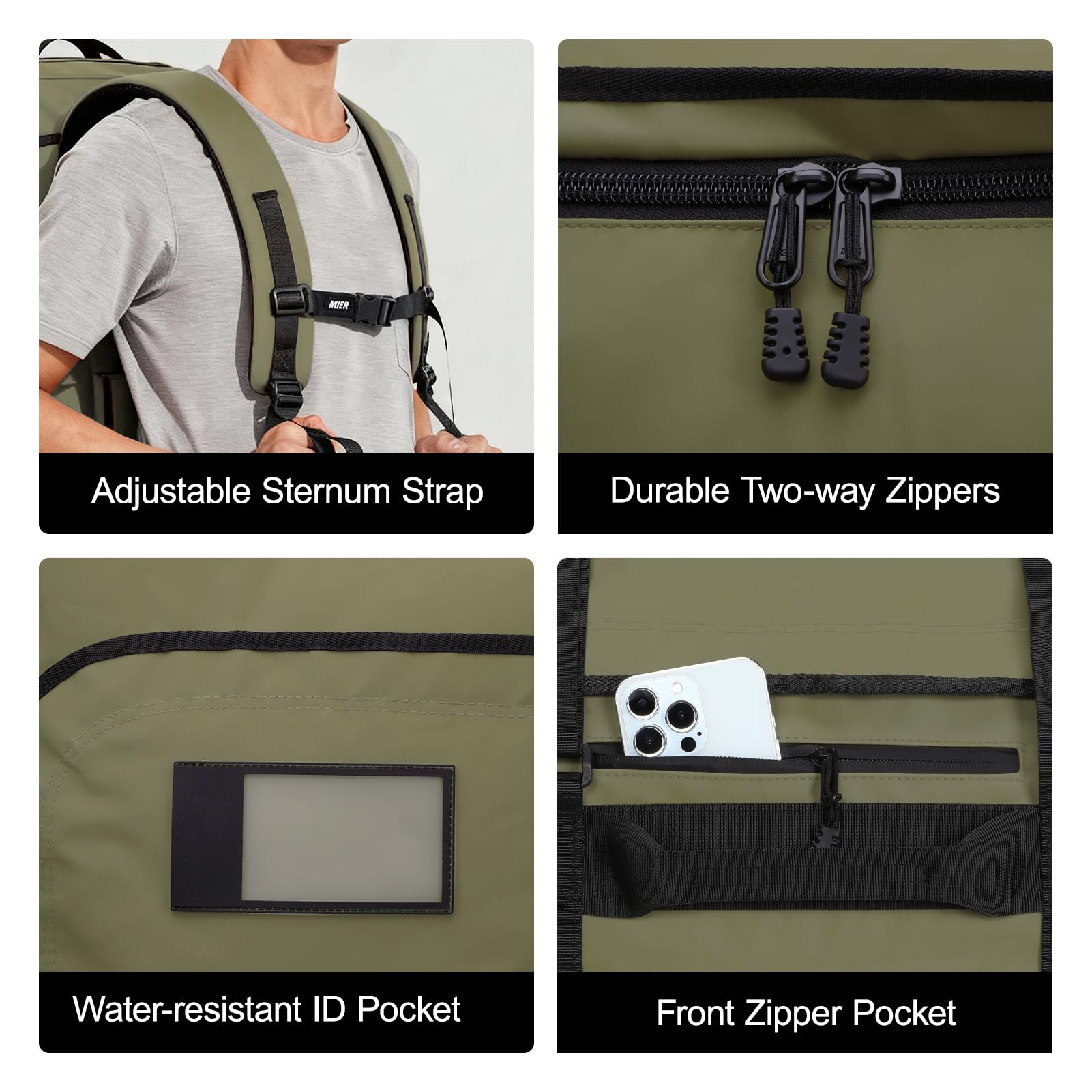 MIER 40L/60L/90L Water Resistant Backpack Duffel, Heavy Duty Duffle Bags