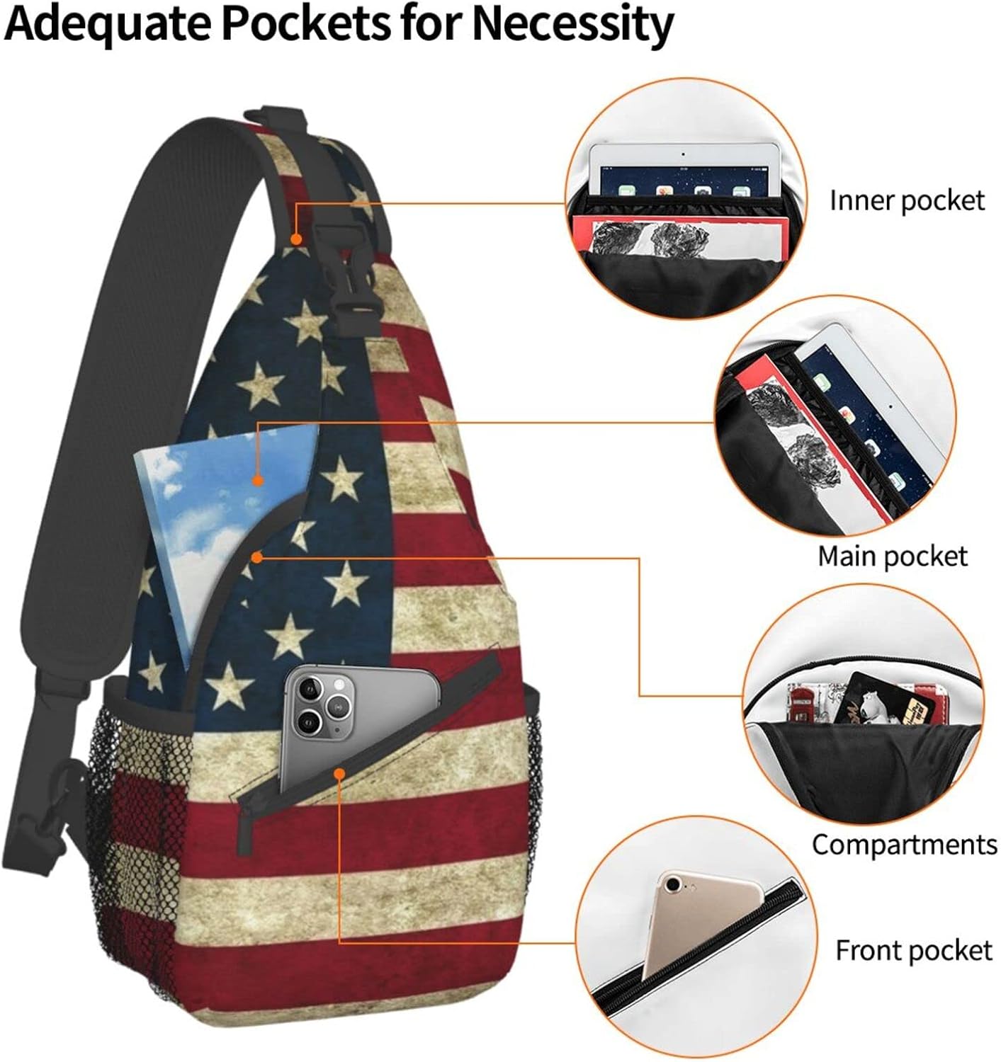 Fashion Chest Sling Bag Crossbody Shoulder Backpack Adjustable Lightweight Travel Hiking Casual Daypack Unisex