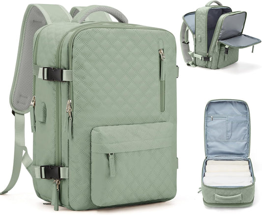 VGCUB Large Travel Backpack for Women Men, Carry on Backpack Airline Approved Gym Backpack Waterproof Business Laptop Daypack, Light Green