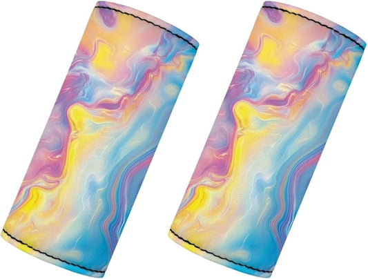 Colour Swoosh Suitcase Protective Cover Set, Colorful Luggage Handle Wraps for Suitcase Potable Luggage Makers Covers Wraps Travel Accessories Set 2 Pcs for Girls Women
