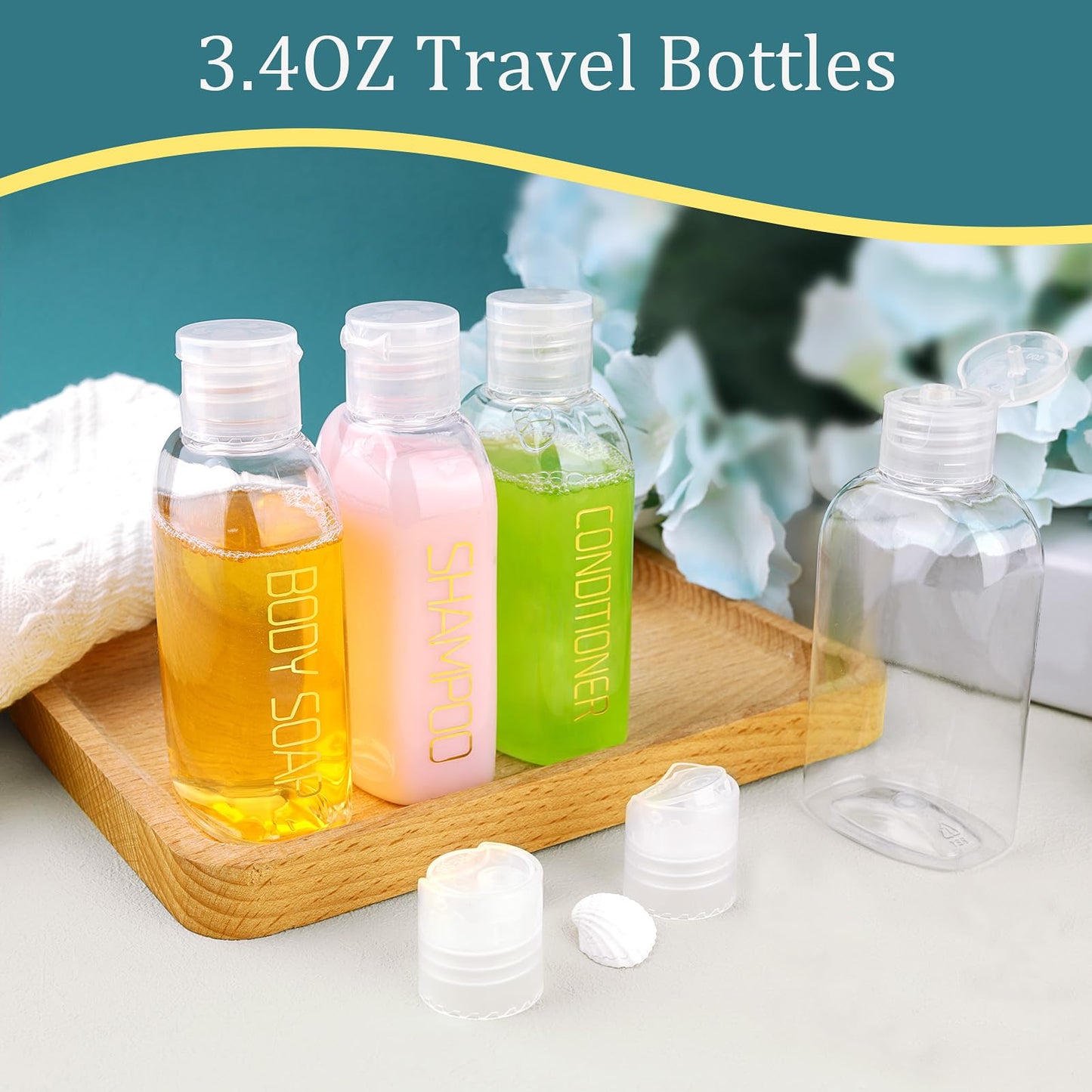 Cosywell 4pc 3.4 oz Leakproof Squeeze Bottles Travel Kit