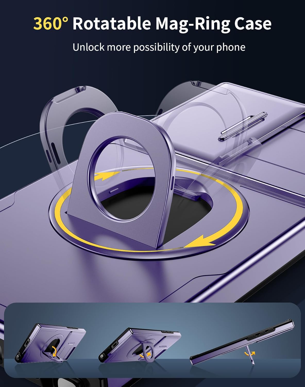 for Samsung Galaxy S23 Ultra Case Magnetic Compatible with MagSafe Wireless Charging,with1 Screen Protector,with Stand Ring+Camera Cover Anti-Scratch Shockproof Heavy Duty Protection Purple