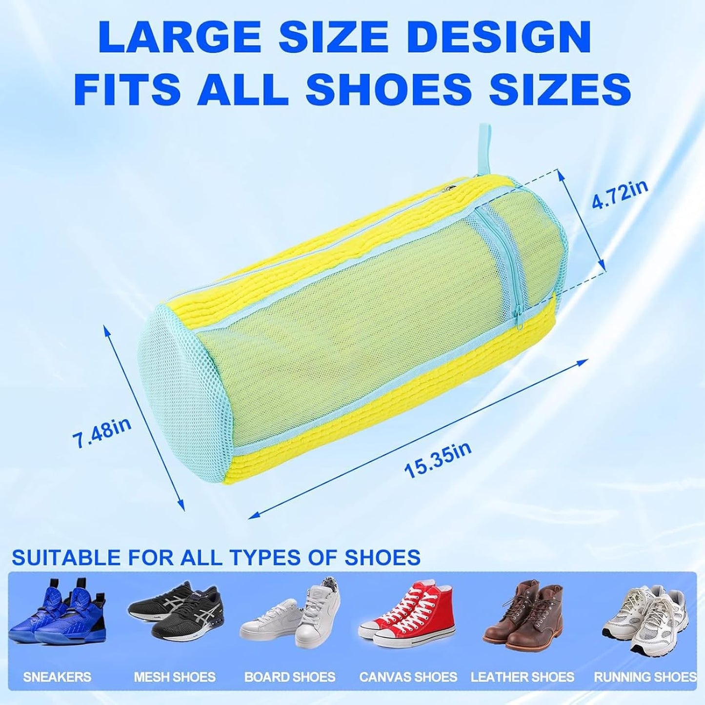 Shoe Washing Machine Bag - Set of 2 Shoe Washing Bags, Side Mesh for Insoles Sock, 360° Deep Clean Laundry Bag, Reusable Shoe Bag for Washing Machine, Shoe Cleaning Bag for Sneakers