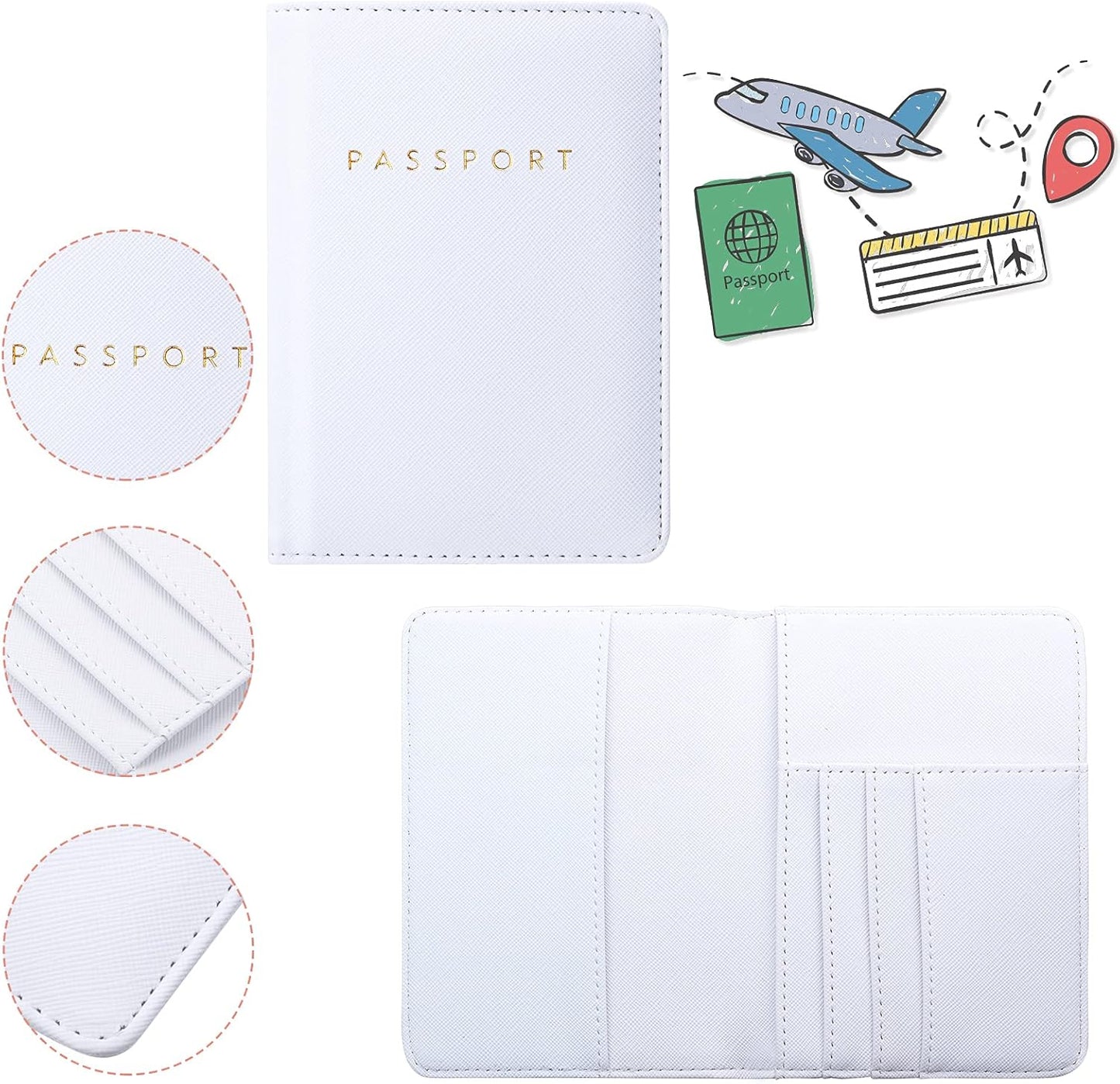 Frienda 2 Pieces Bridal Passport Covers Holder Waterproof Leather Holder Covers Travel Wallet Passport Case for Women and Men