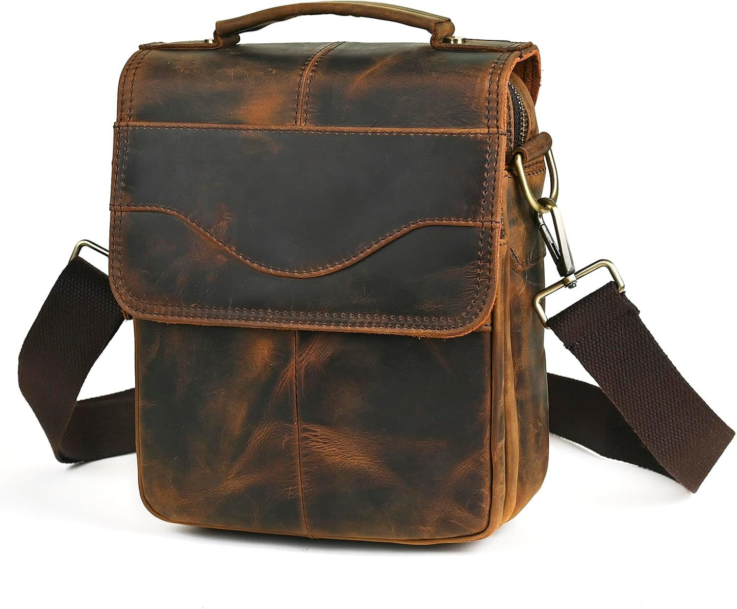 Canvas + Genuine Leather Travel A4 Tote Satchel Messenger Cross-body One Shoulder Bag For Men Male FB144