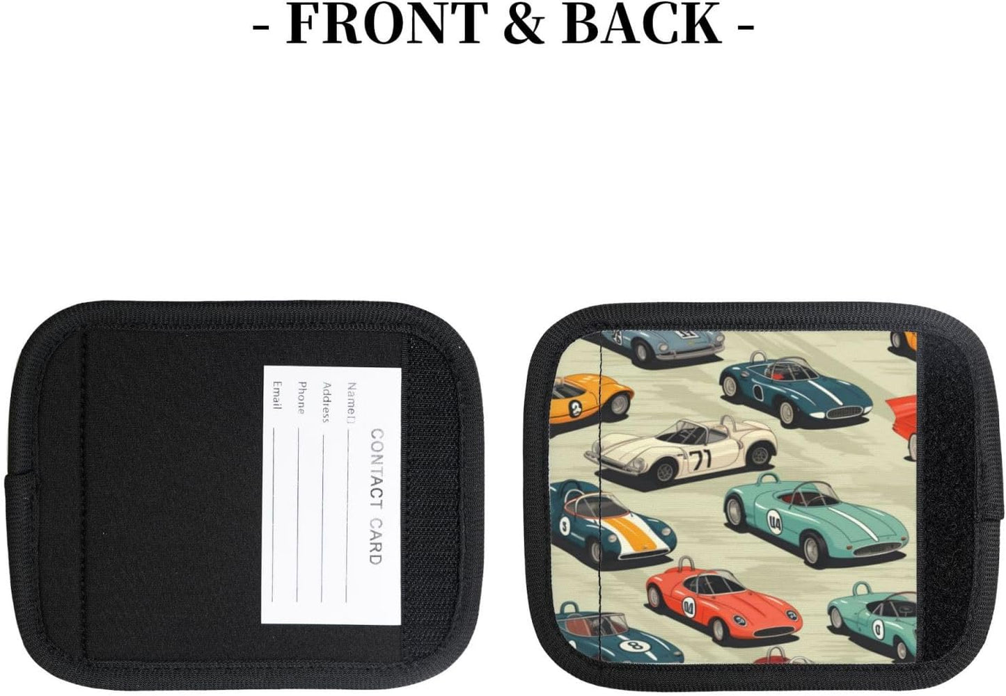 Luggage Handle Wraps Cool Race Cars Pattern Luggage Identifiers Soft Neoprene Luggage Handle Wraps For Suitcase Trolley Handle Grip Cover 2 Pack Luggage Tags