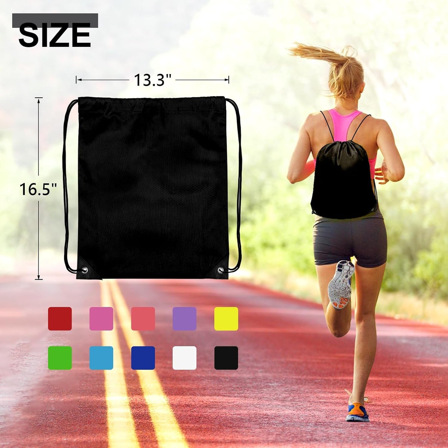 150Pcs Drawstring Backpack Bulk Cinch Sackpack Drawstring Bags Nylon for Gym Party Trip(Black)