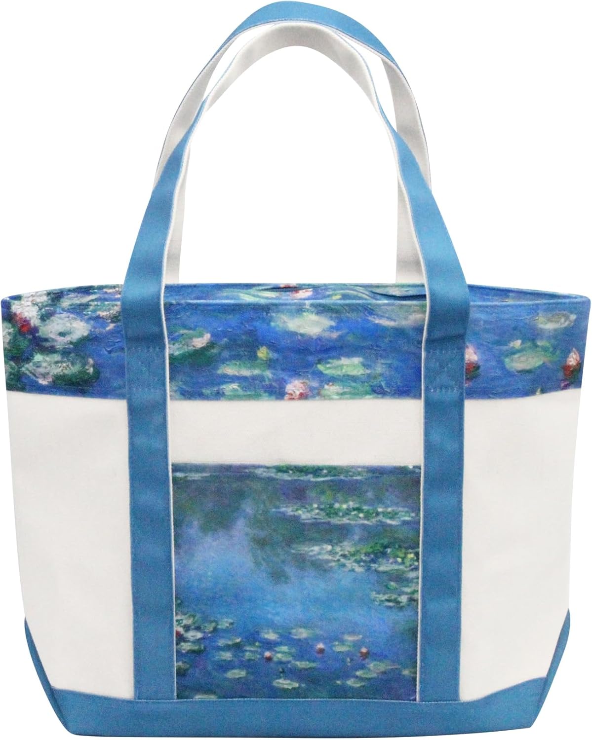 RainCaper Fine Art Large Cotton Canvas Tote Bag Roomy Heavy Duty Sturdy Boat Bag Zippered Top Lots of Pockets Shoulder Straps