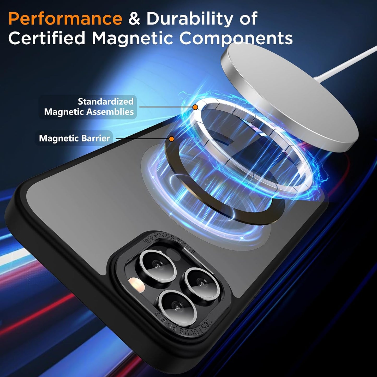 for iPhone 14 Pro Case with Kickstand, Compatible with MagSafe, [Invisible Stand] Anti-Slip Shockproof Military-Grade Protection, Magnetic Translucent Phone Case for iPhone 14Pro (Black)