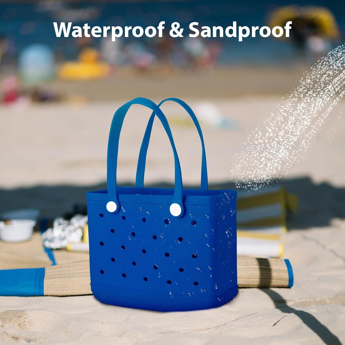Medium Rubber Beach Bag for Men & Women, Large Capacity Rubber Travel Tote Bag for the Beach Boat Pool