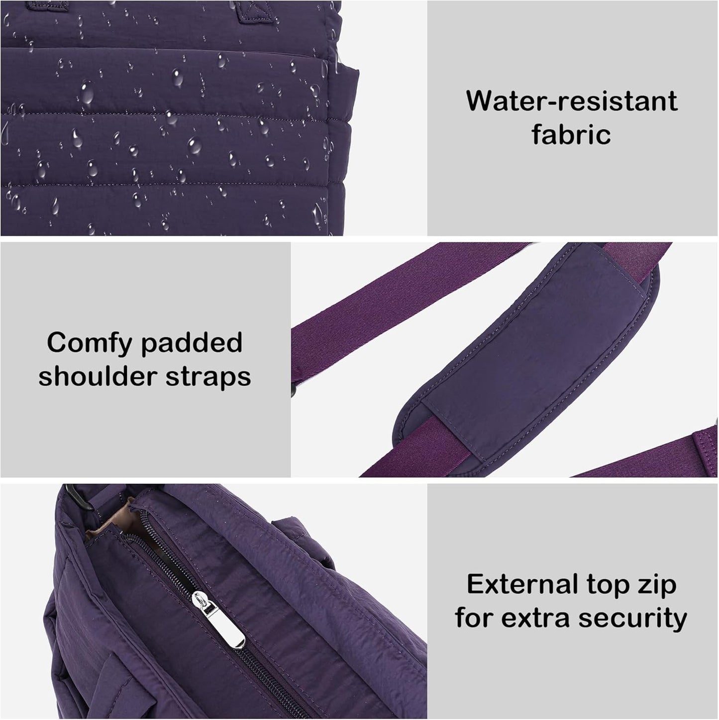 AOCINA Puffy Tote Bag for Women Quilted Work Bag Nurse Bags Women's Handbags for Travel