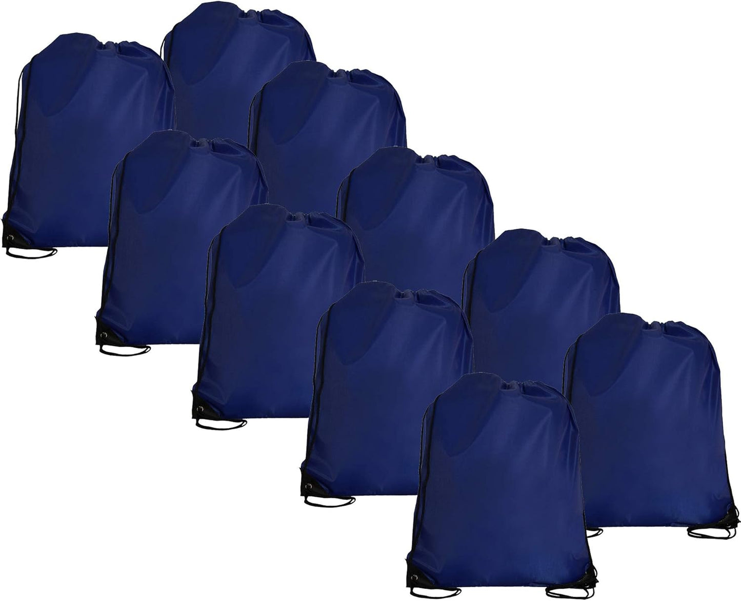 Threadart Drawstring Backpacks - Pack of 10 - Blue | Sports Cinch Sack String Backpack | For Gym, Storage, & Travel | Large 15" x 18.5" Size
