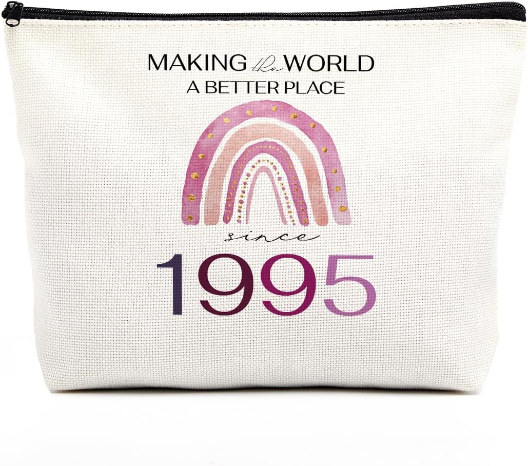 30th Birthday Gifts for Her Makeup Bag 30th Birthday Decorations for Women Boho Rainbow 30 Year Old Birthday Gifts for Women Her Daughter Sister Bestie Making The World A Better Place Since 1995