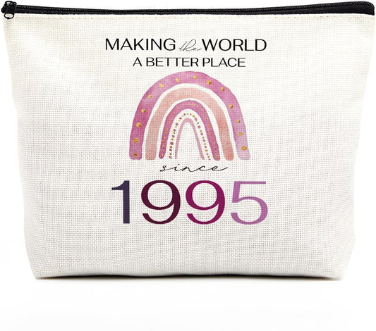 30th Birthday Gifts for Her Makeup Bag 30th Birthday Decorations for Women Boho Rainbow 30 Year Old Birthday Gifts for Women Her Daughter Sister Bestie Making The World A Better Place Since 1995