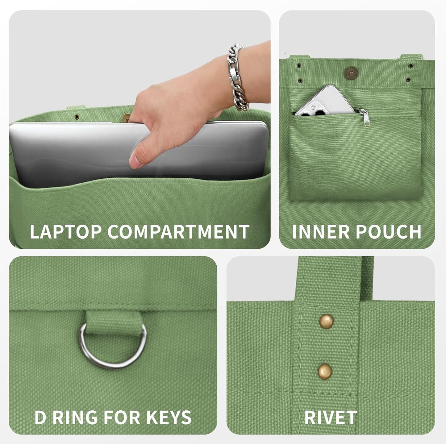 HOMESPON Large Canvas Tote Bag for Women Everything Bag with Pockets and Laptop Sleeve