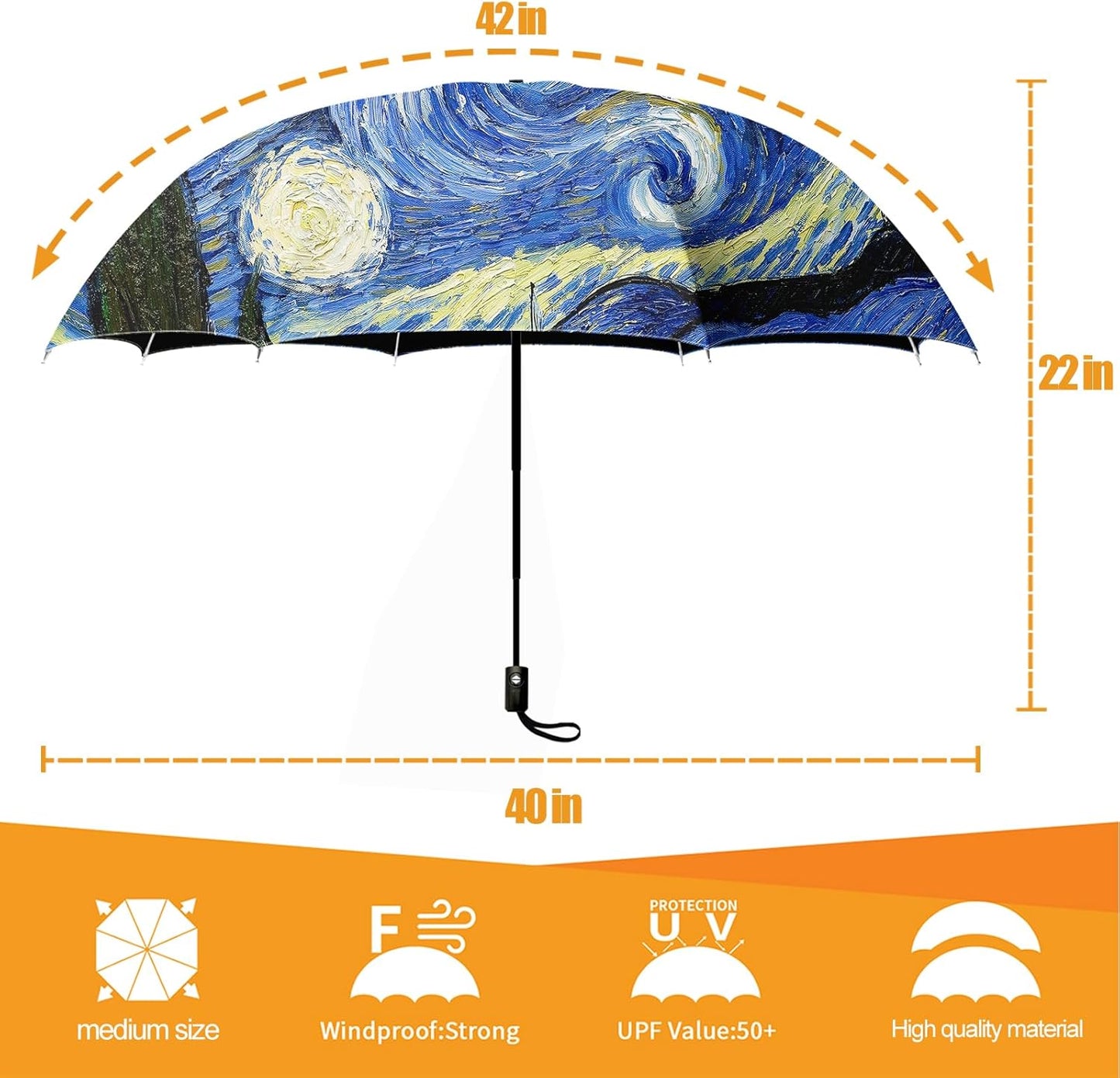 Small Compact Travel Automatic Folding Umbrella for Women, Portable Lightweight, Rain, Wind, UV Sun Shade