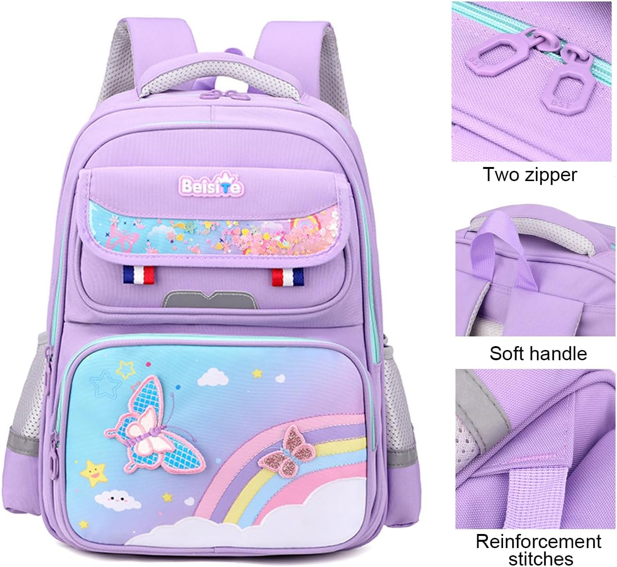 JiaYou Unisex Child Backpack Multi Layer Primary School Daypack with Detachable waist belt(Dark