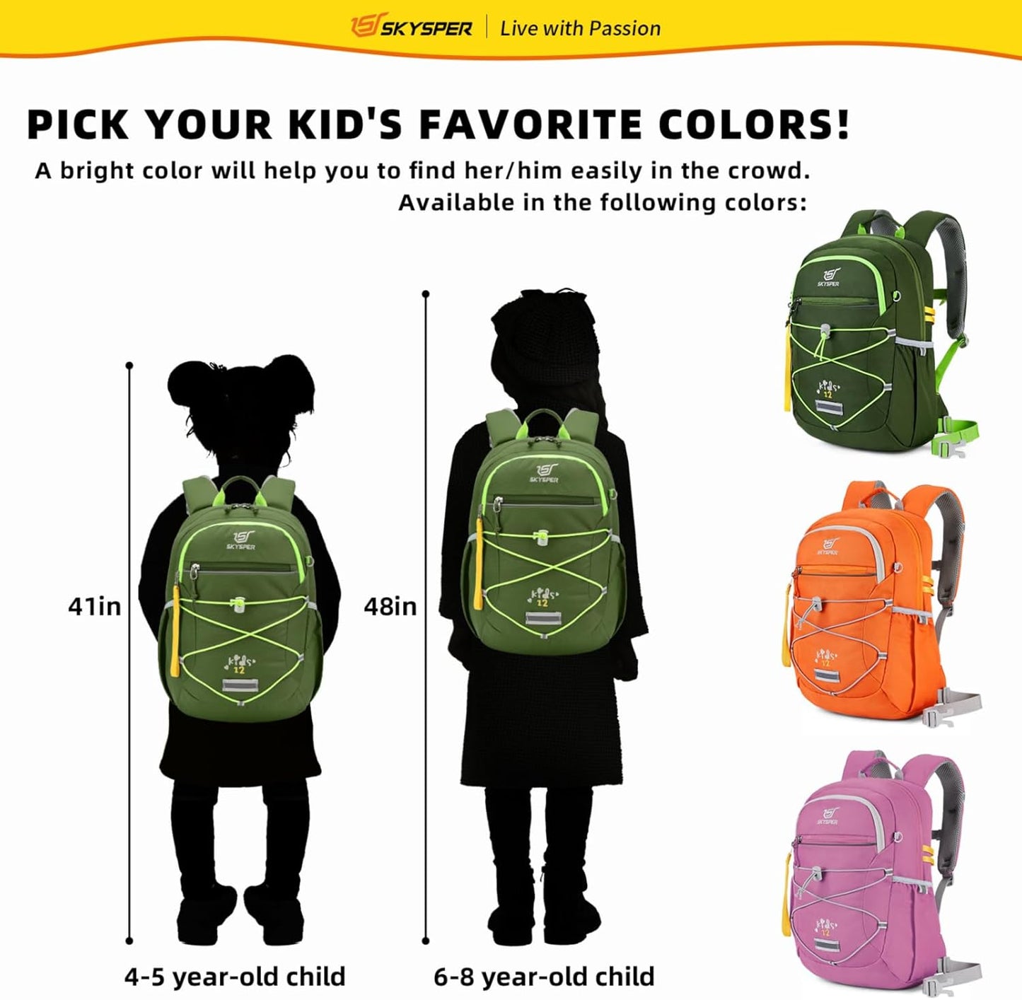 SKYSPER Kids Backpack 12L Children School Bag Child Boy Girl Pack Ages 4-8 for Traveling Day Trips Classes Camping(ArmyGreen)