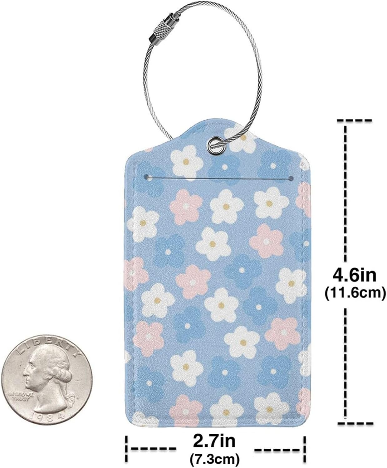 2 Pack Luggage Tag for Suitcase, Cute Leather Suitcase Tags Identifiers with Privacy Name Address Labels Durable Steel Loop for Women Men Girl Travel (Cute Flowers)