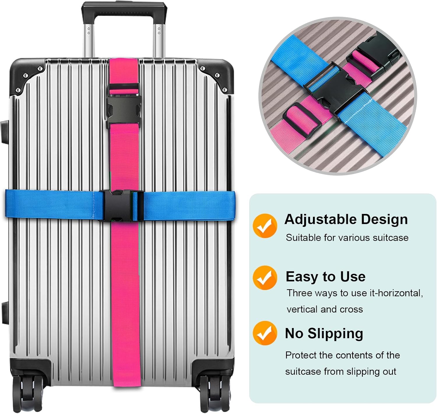 Luggage Straps for Suitcases TSA Approved, Travel Belt Suitcase Belt, Suitcase Straps TSA Approved
