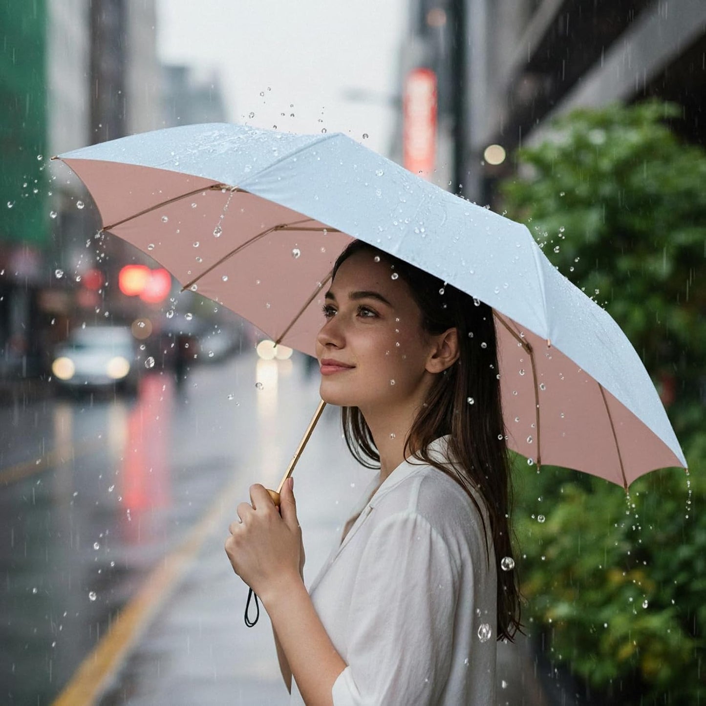 Compact Folding Umbrella for Women – Windproof Sun & Rain Umbrella with UV Protection, Lightweight Travel Parasol for Students & Professionals