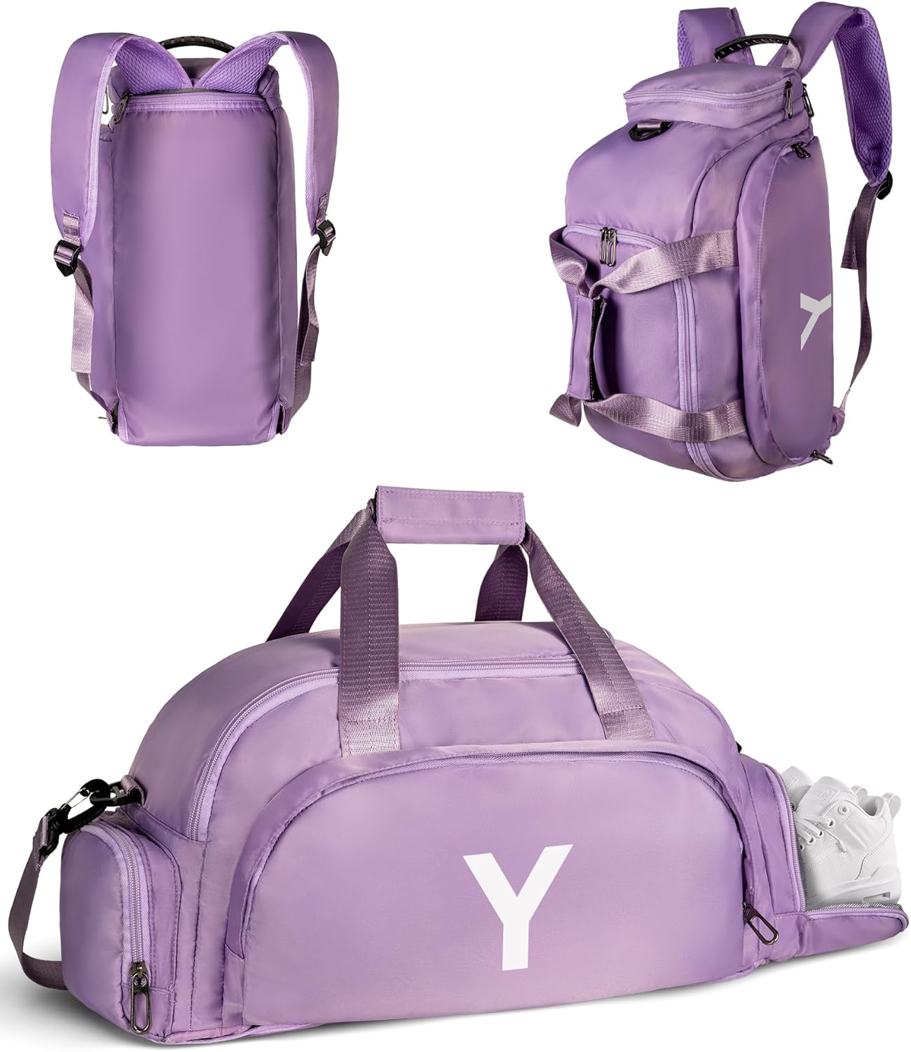 Birthday Gifts for Preteen, Initial Gym Bags with Shoe Compartment, Dance Bag for Girls, Monogram Kid Overnight Bags, Ballet Sport Gymnastics Cheer Travel Duffle Tote (Letter Y)
